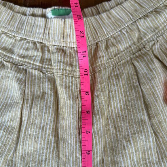 Anthropologie 100% Linen Yellow Stripe Floral Embroidered Pants Sz Sml Boho - Picture 14 of 15